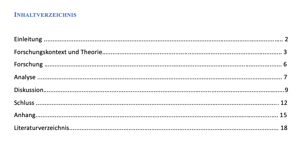 Inhaltsverzeichnis für deine Hausarbeit erstellen