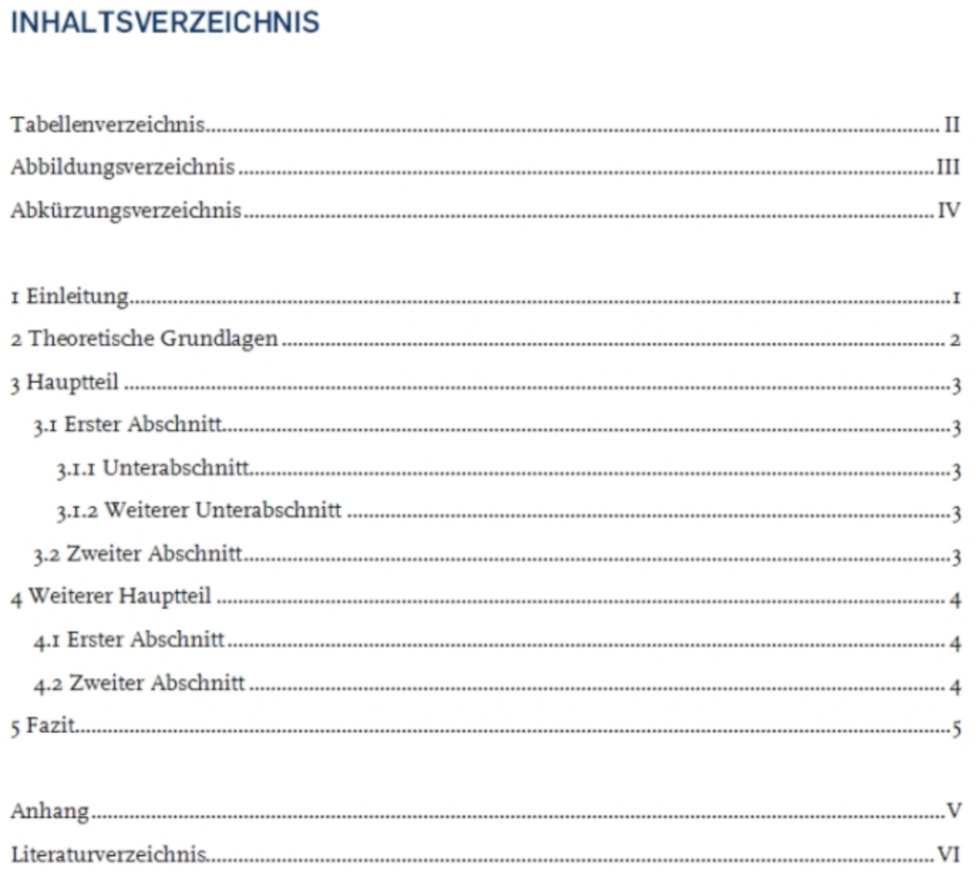 Inhaltsverzeichnis Inhaltsverzeichnis Word Einfügen Verweise Dort ...